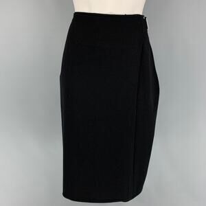 HELMUT LANG Size L Black Wool Open Front Skirt